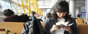 A female passenger waiting in airport