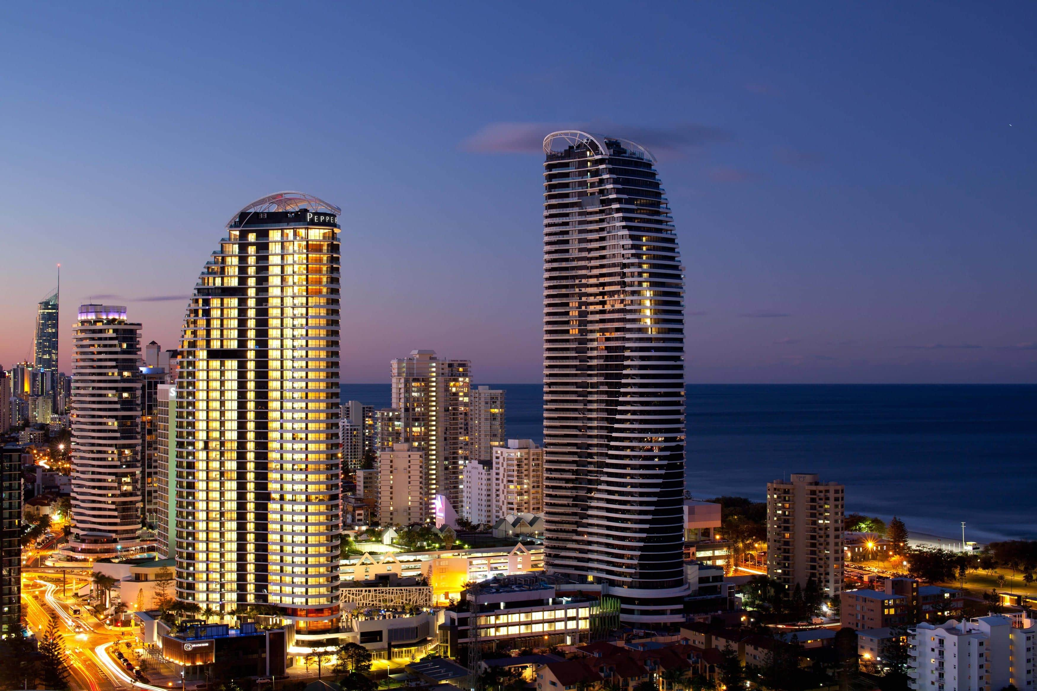 Peppers Broadbeach - exterior at night