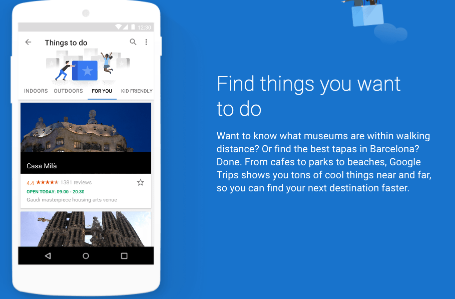 travellers finding things to do one Google Trips
