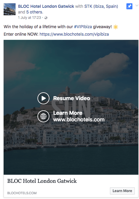 Hotel running competition on their Facebook page