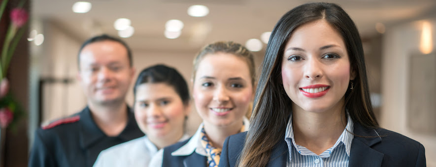 Young workers at a hotel