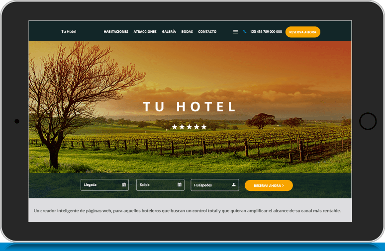 Hotel que utiliza la herramienta de creación de sitios web Canvas para crear su sitio web hotelero