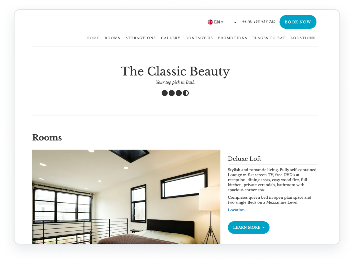 Hotel website template - Classic