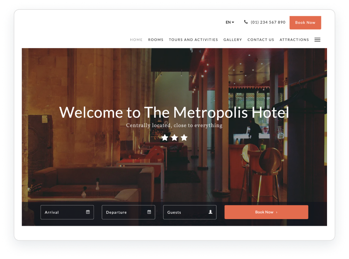 Hotel website template - Metropolis