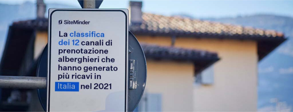 Billboard for SiteMinder top hotel booking channels in Italy during 2021