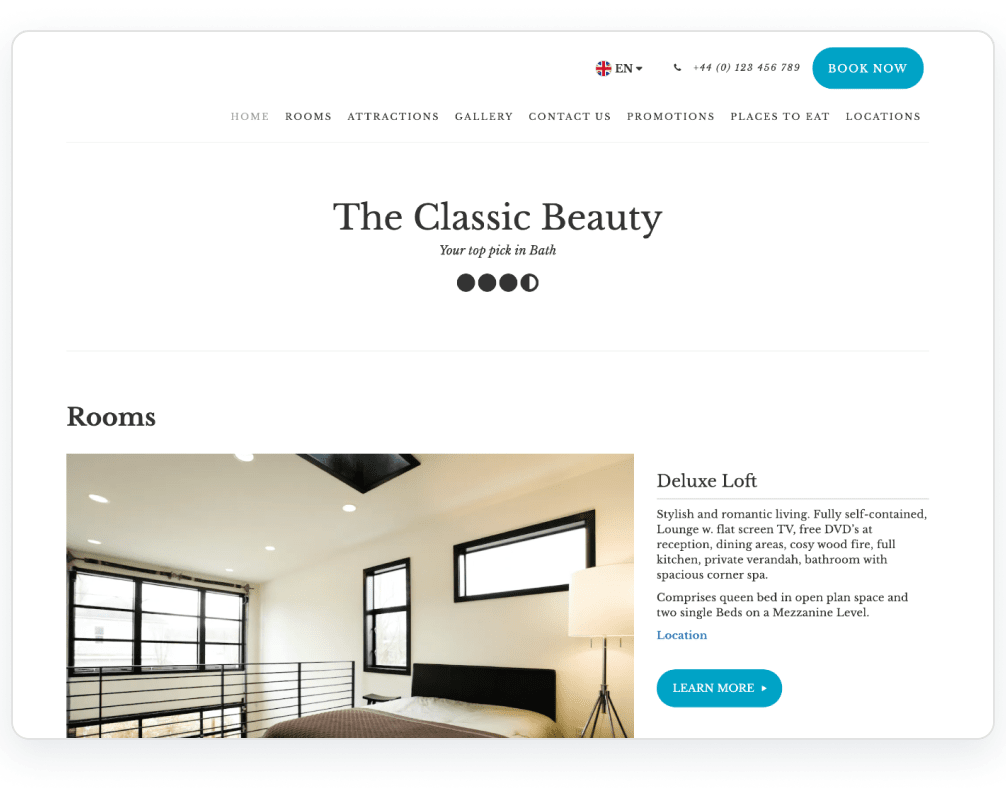 Hotel website template - Classic