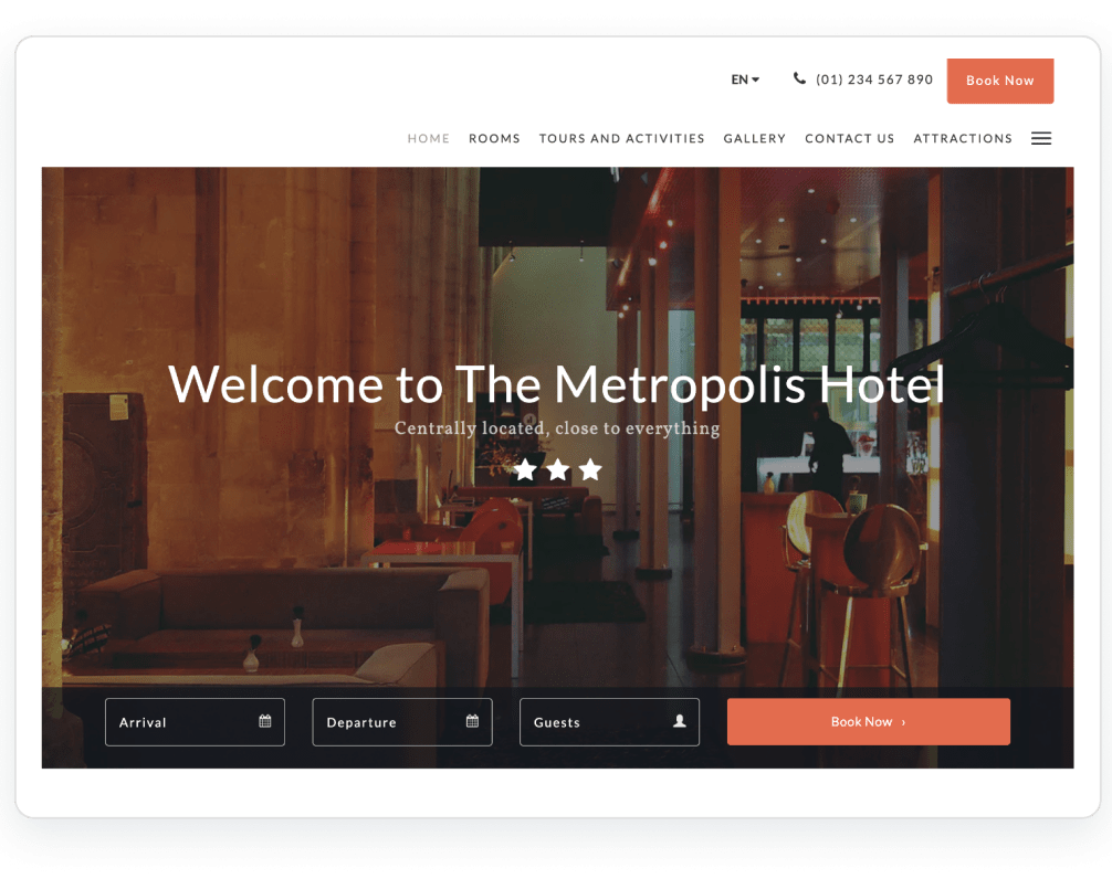 Hotel website template - Metropolis