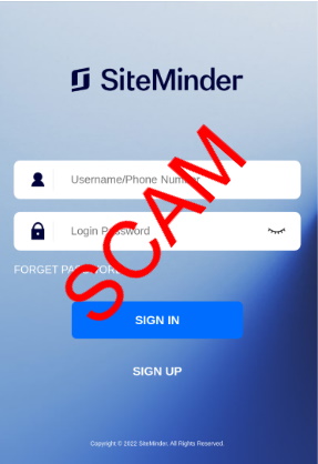 Example of scam login page