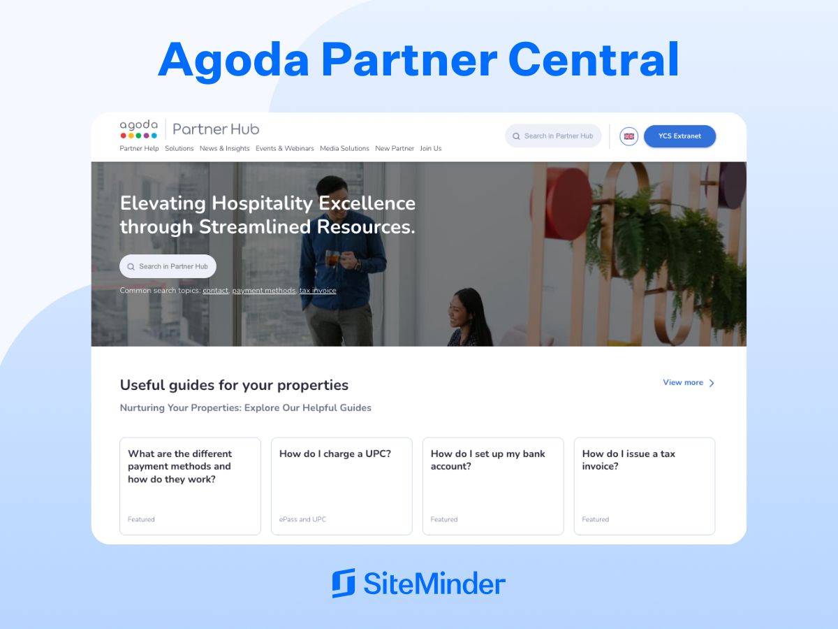 Screenshot of the Agoda Partner Central Hub