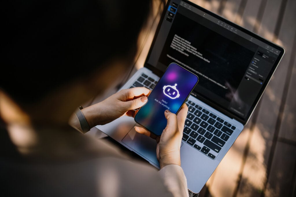 Person using AI tool on their phone.