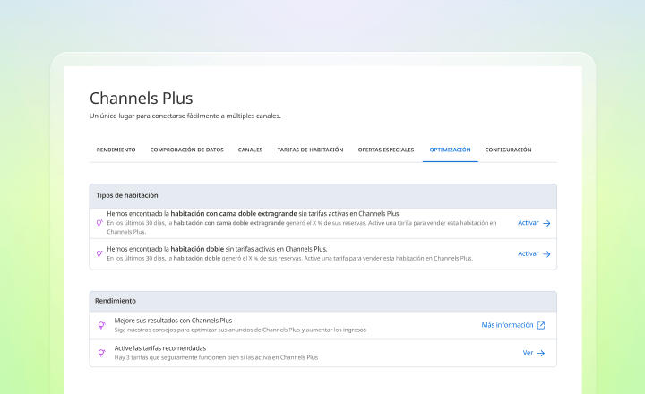 Recomendaciones de tarifas de habitación